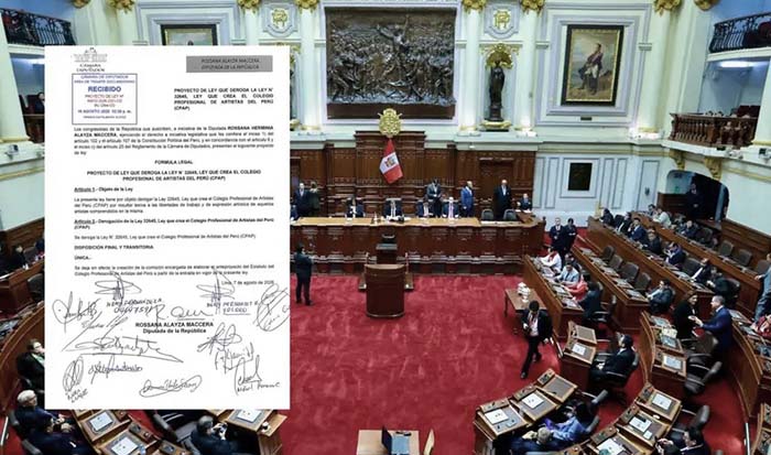Congreso: presentan proyecto de ley para derogar la creación del Colegio Profesional de Artistas del Perú